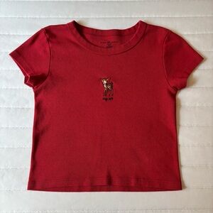 Brandy Melville Swiss Deer Baby Tee
